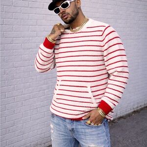 THC The Hideout Clothing Eternal Fortune Knit Sweater White Red men's 2XL